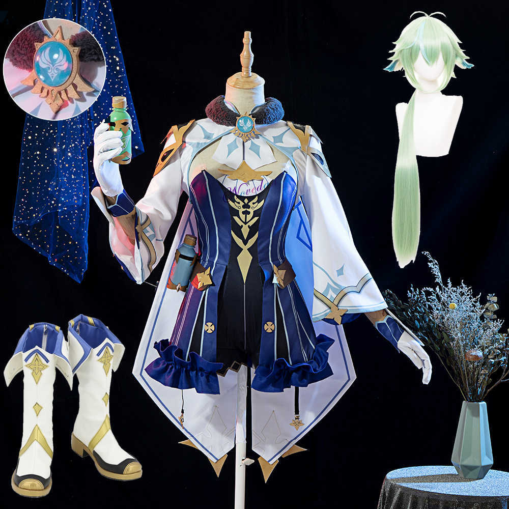 Genshin Impact Sucrose Cosplay Game Suit Sweet Lolita Dress Party Uniform Costume Anime Wig Halloween Women Girls Y0913