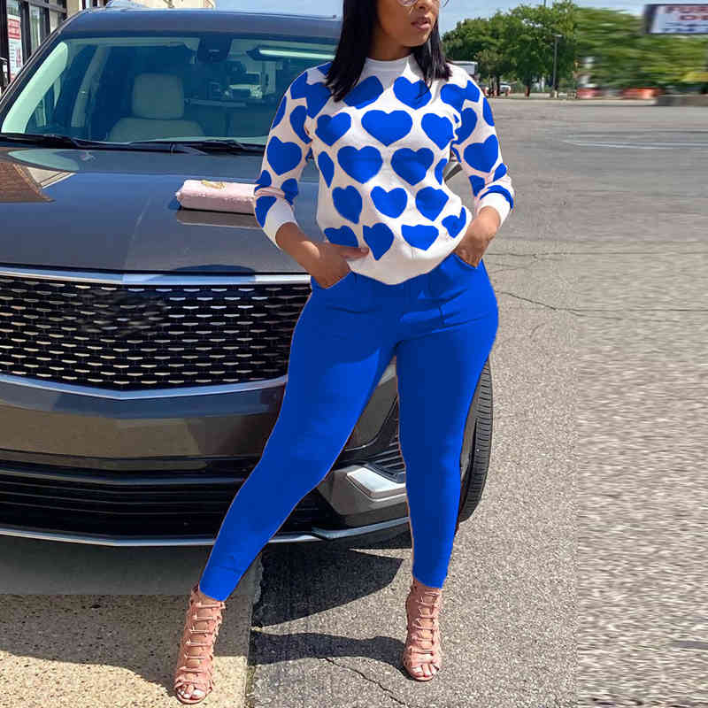 Sweatshirt 2 Piece Set Women Clothes Autumn Winter Crop Top + Slim Pants Sweat Suit Two Piece Vocation Outfit Matching Set 210515