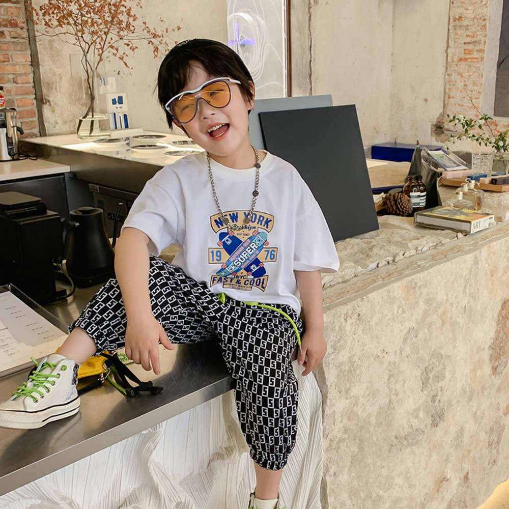 Im children's clothing boys' summer suit Chinese University Children's Korean fashion top and pants, White
Im children's clothing boys' summer suit Chinese University Children's Korean fashion top and pants, White