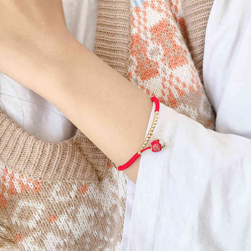 Charm Bracelets 56 Year Mouse Benmingnian Hand Woven Red Rope Open and Personalized Lovers