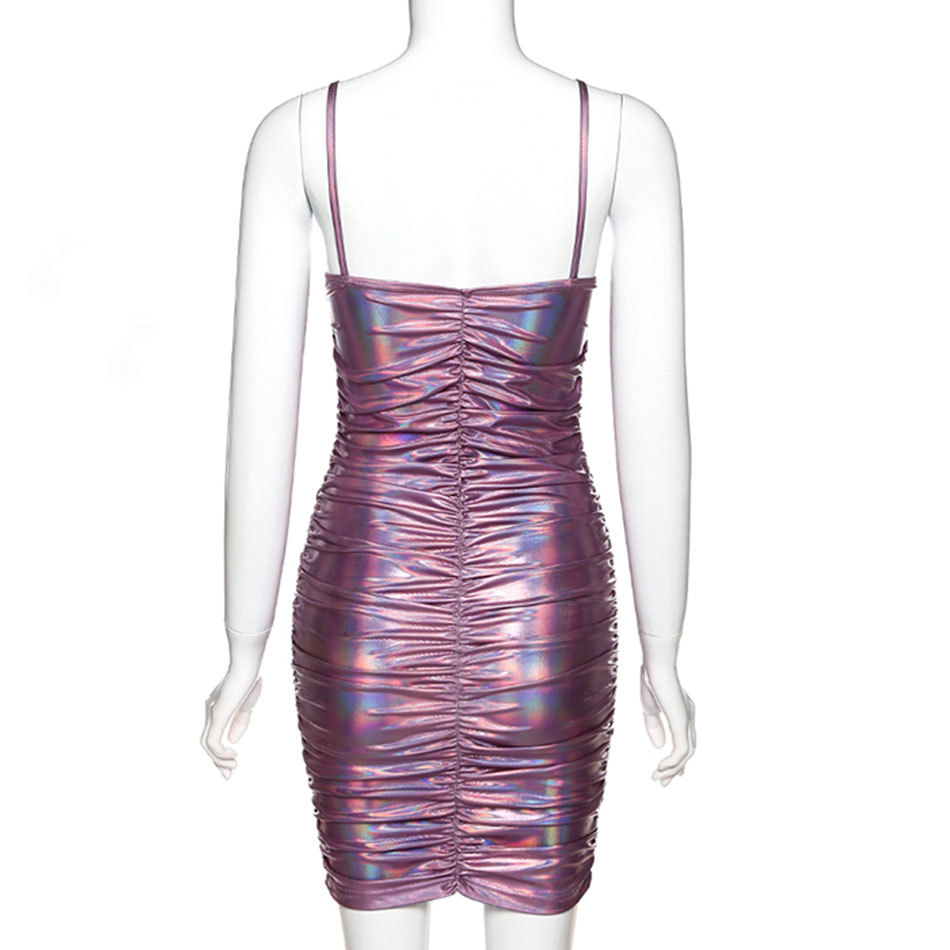 Free Women's Nightclub Party Dress Colorful Sexy Spaghetti Strap Sleeveless Bodycon Draped Vestidos 210524
