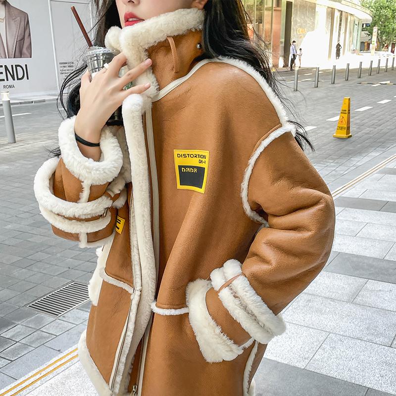 Women's Leather & Faux Winter Mernu Fur Shearling Jacket Motorcycle Coat Female Fashion Loose Casual Real Sheepskin Women, Black
Women's Leather & Faux Winter Mernu Fur Shearling Jacket Motorcycle Coat Female Fashion Loose Casual Real Sheepskin Women, Black