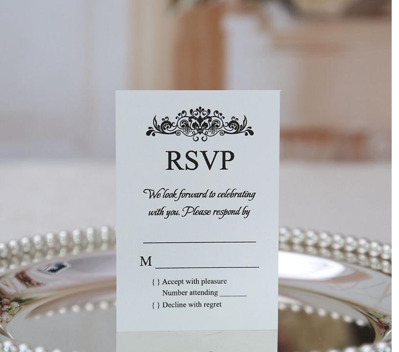 2021 new Gold RSVP Card with Free Envelope for Wedding / Party,50 pcs/lot