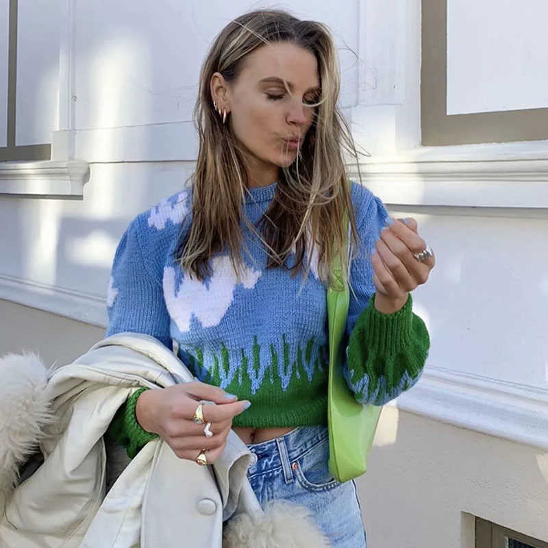 Yojoceli Elegant cloud knitted sweater women Sexy autumn winter casual pullover Female cool chic warm jumper 210609, Blue
Yojoceli Elegant cloud knitted sweater women Sexy autumn winter casual pullover Female cool chic warm jumper 210609, Blue
