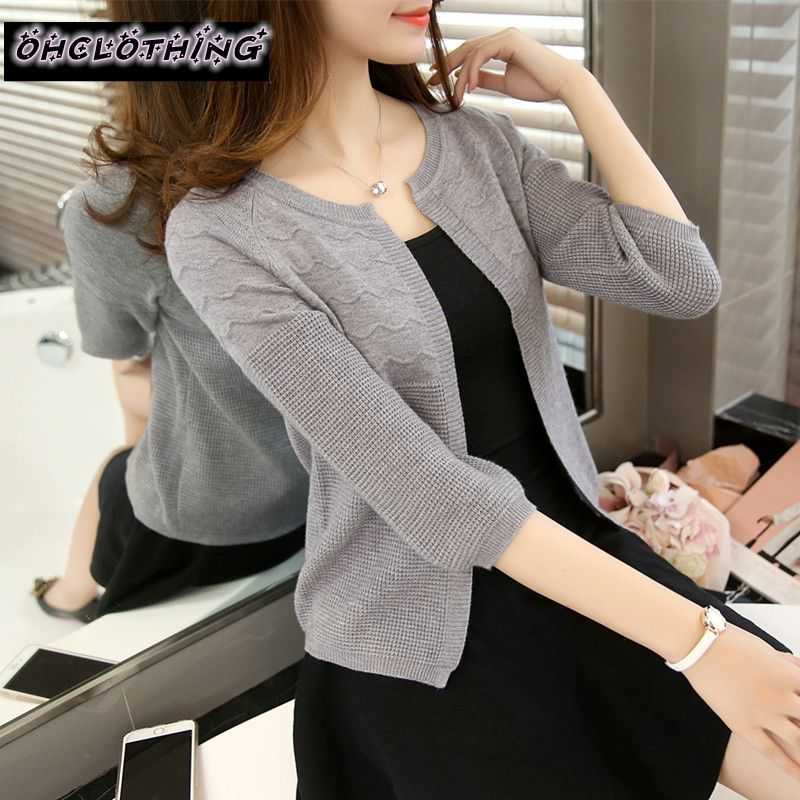 OHCLOTHING Selling Spring Summer Tops V-neck cape three quarter sleeve cardigan Fashion Women sweater slim Jacket coat 210914
