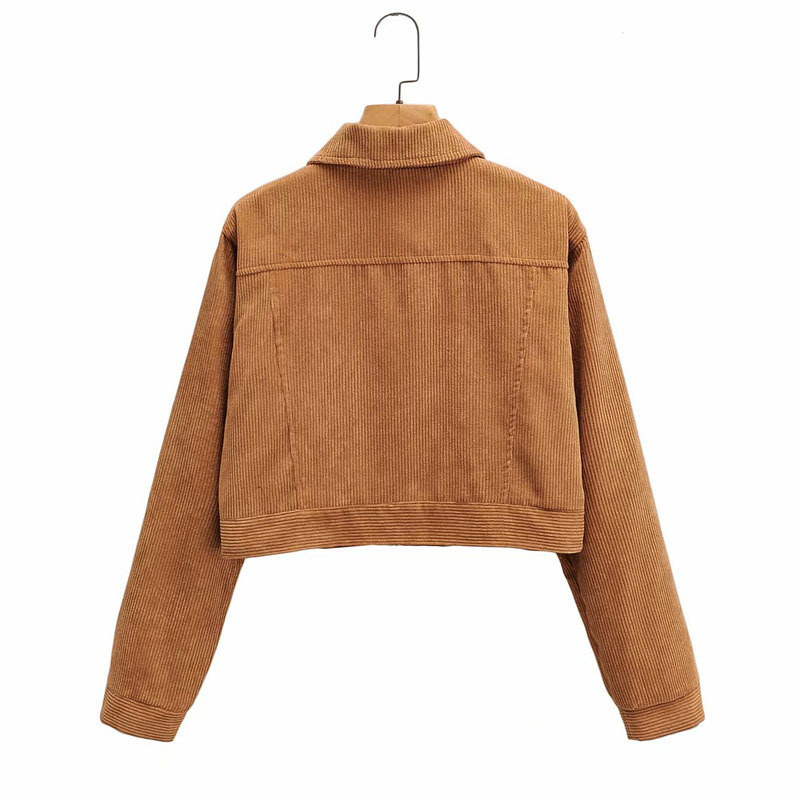 Corduroy Lapel Zipper Long Sleeve Fashion Chic Female Coat Korean Style College Style Casual Women's Jacket 210507