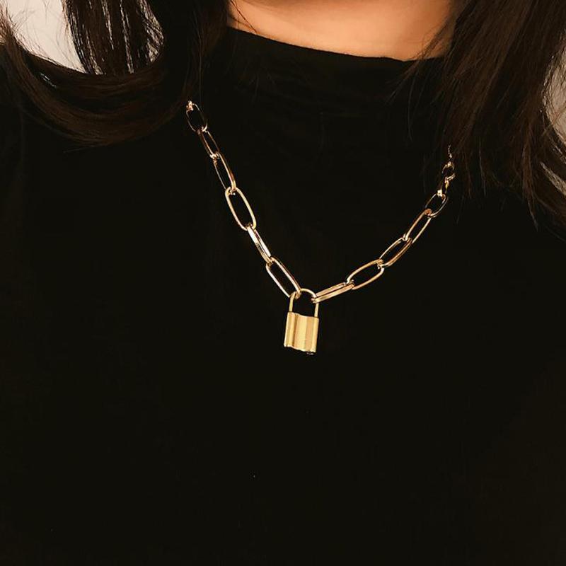 Pendant Necklaces Rock Choker Lock Necklace For Women Christmas Gift 2021 Punk Gold Chunky Chain Mujer Key Padlock Party Jewelry
Pendant Necklaces Rock Choker Lock Necklace For Women Christmas Gift 2021 Punk Gold Chunky Chain Mujer Key Padlock Party Jewelry