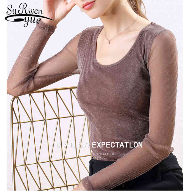 ladies blouses womens tops and long sleeve solid O-Neck Regular blouse women roupas feminina 5902 50 210427