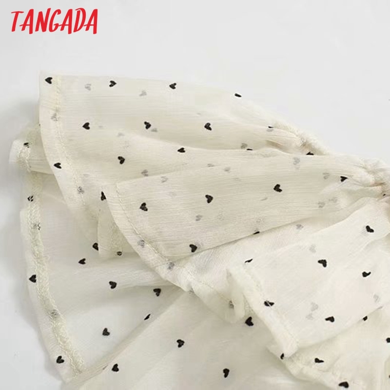 Summer Women Heart Print White Off Shoulder Strap Adjust Ladies Mini Dress Vestidos 3D02 210416