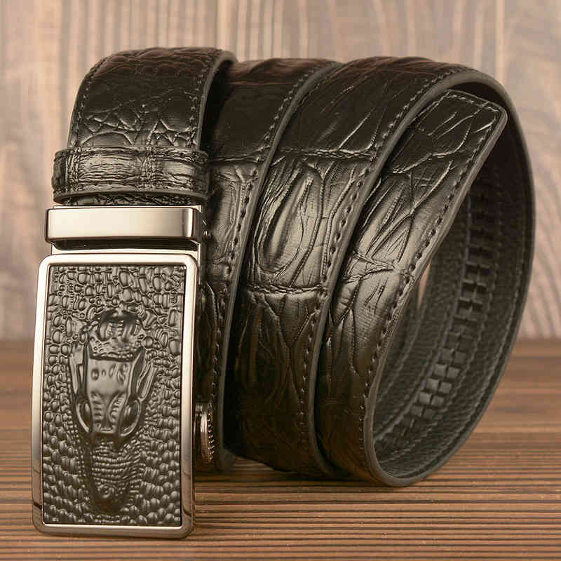Waist Belt s Buckles Personalized Crocodile Head Automatic Buckle Men's Real Cowhide Fashion Casual Trouser