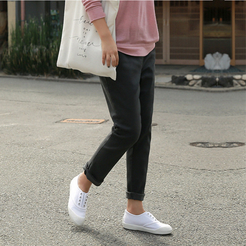 OL Minimalist High Waist Harem Pants Women Autumn Winter Casual Carrot Cotton Thick Stretch Radish Trousers 210421