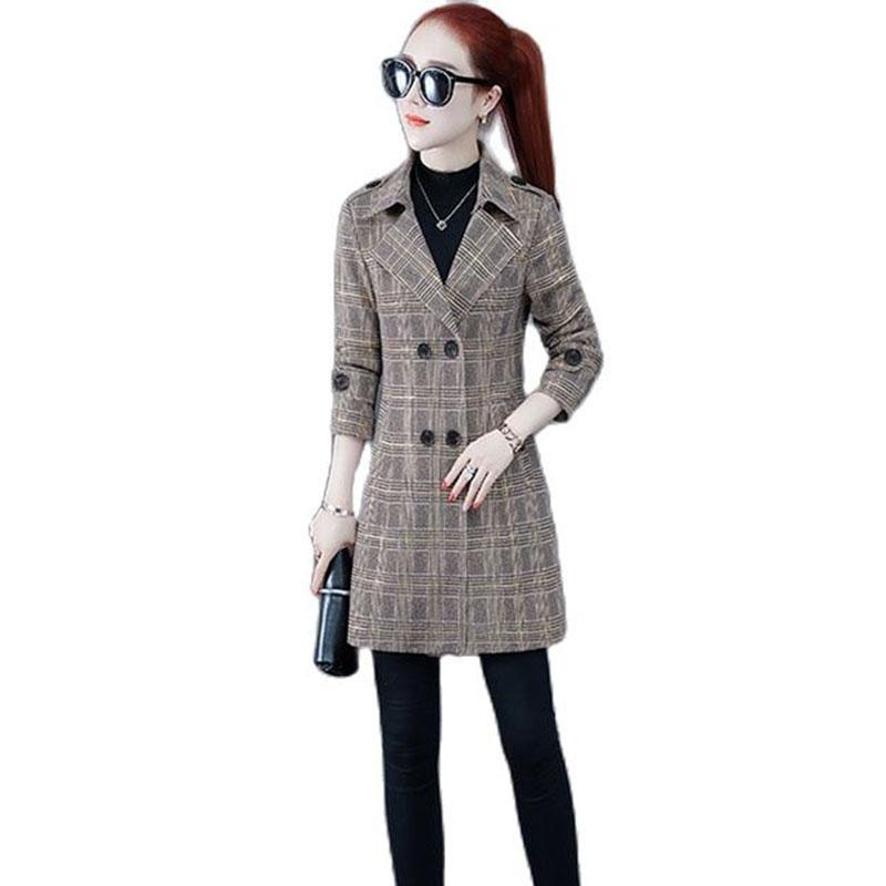 Women's Trench Coats High-Quality Coat Spring Double Breasted Check Slim Windbreaker Korean Suit Collar Mid-Length Plaid, Coffee plaid
Women's Trench Coats High-Quality Coat Spring Double Breasted Check Slim Windbreaker Korean Suit Collar Mid-Length Plaid, Coffee plaid