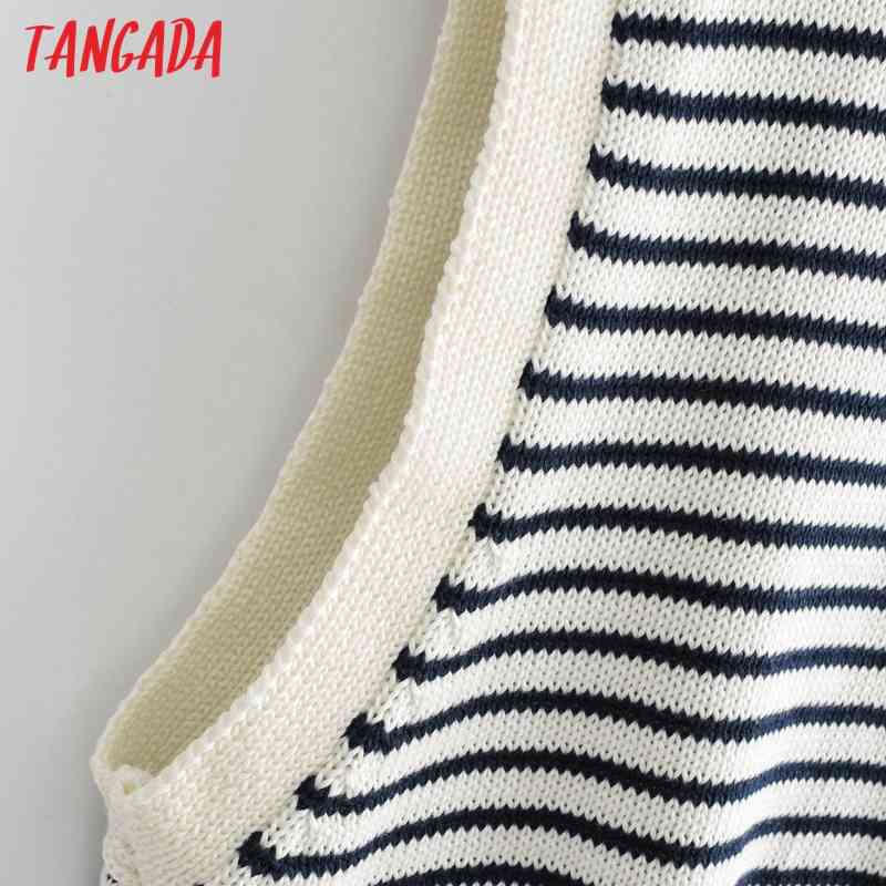 Women Fashion Striped Crop Knitted Sweater Jumper Summer Female Pullovers Chic Tops AI43 210416