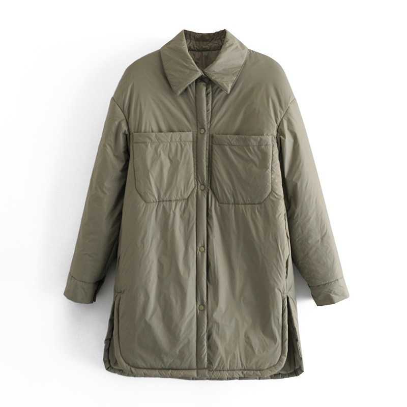 Autumn Winter Lapel Double Pocket Split Thin Cotton Loose Shirt Jacket Women's Long Sleeve Oversized Puff Coat 210607, Green
Autumn Winter Lapel Double Pocket Split Thin Cotton Loose Shirt Jacket Women's Long Sleeve Oversized Puff Coat 210607, Green