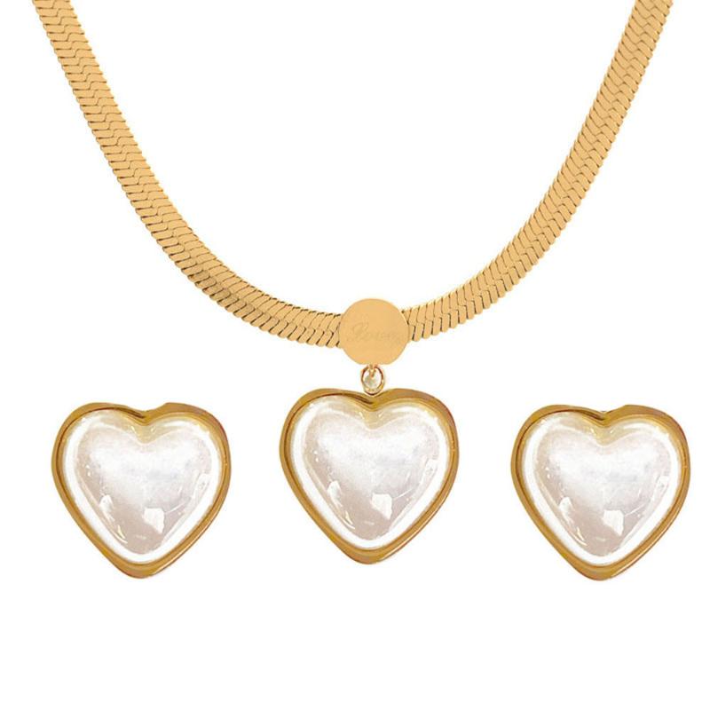 Earrings & Necklace 316L Stainless Steel Love Pearl Jewelry Snake Bone Chain Combo De Joias Bridal Sets Schmuck, Silver
Earrings & Necklace 316L Stainless Steel Love Pearl Jewelry Snake Bone Chain Combo De Joias Bridal Sets Schmuck, Silver