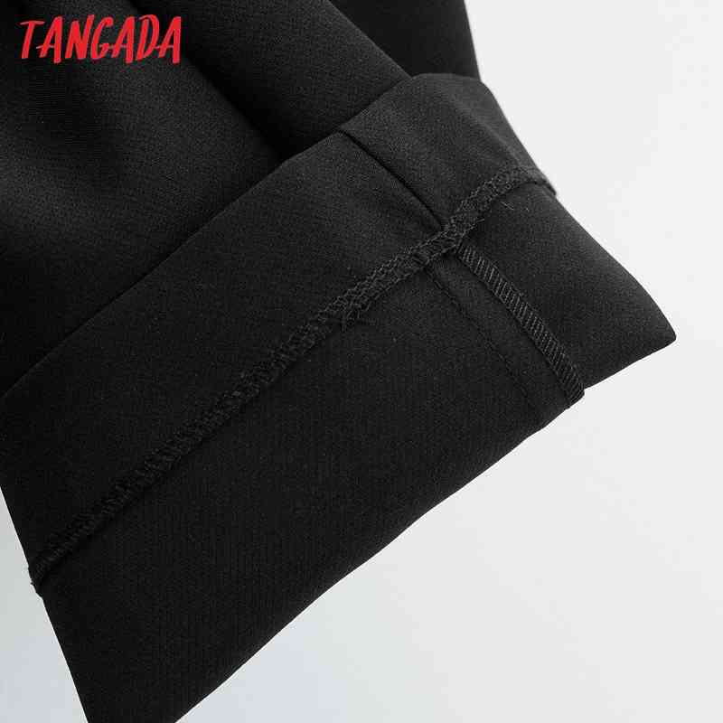 Fashion Women Black Belt Suit Trousers Pockets Buttons Office Lady Pants Pantalon 4P54 210416