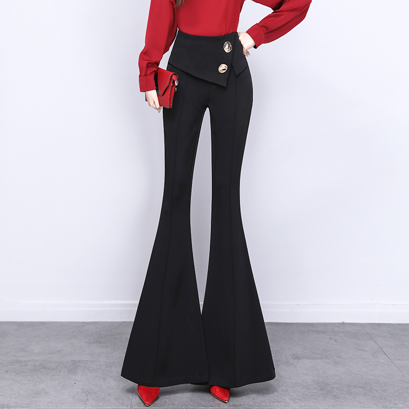 Pants & Capris Slim High Waist Plus Size Black Mermaid Flare Pant Women Wild Vintage Fashion Style Pantalones De Mujer 210429