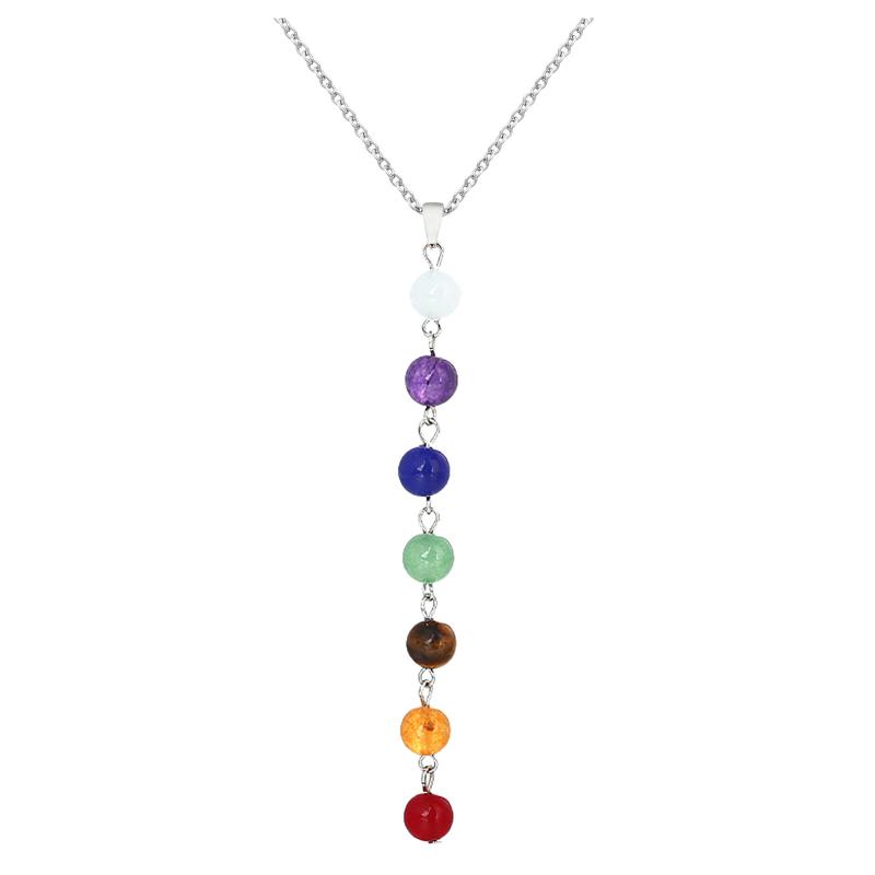 Chains Woman Beaded Necklace7 Chakra Stones Pendant Necklace Beads Gemstone Healing Jewelry Pendants Reiki Spiritual Yoga Penda