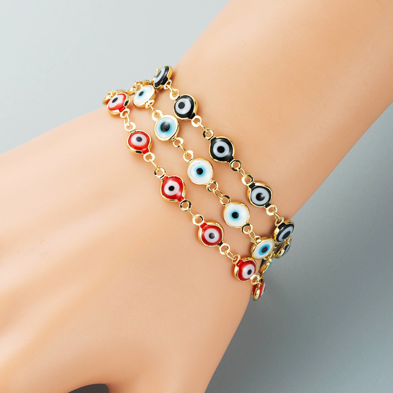 Fashion Woman Gift White Black Red Evil Eye Beads Chain Bracelets 18K Gold Plated Jewelry Wholesale
Fashion Woman Gift White Black Red Evil Eye Beads Chain Bracelets 18K Gold Plated Jewelry Wholesale