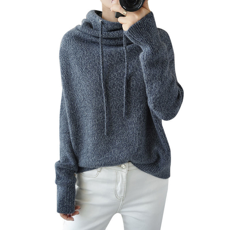 Nomikuma Korean Drawstring Hooded Women Sweater Causal Long Sleeve Plus Size Knitwear Autumn Winter Knit Pull Femme 6D549 210427
