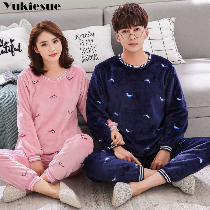 Thick Warm Flannel Pajamas Sets Winter Women Two Piece Pajama Set Cartoon Female Sleepwear Home Clothing Women's Suit 210608