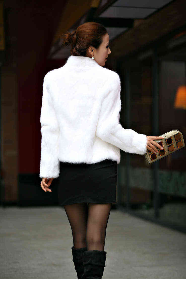Genuine Real Rabbit Fur Coat Women Full Pelt Vintage Jacket Winter Party Waistcoat Customized Big Size Stand Collar WFP267 211130