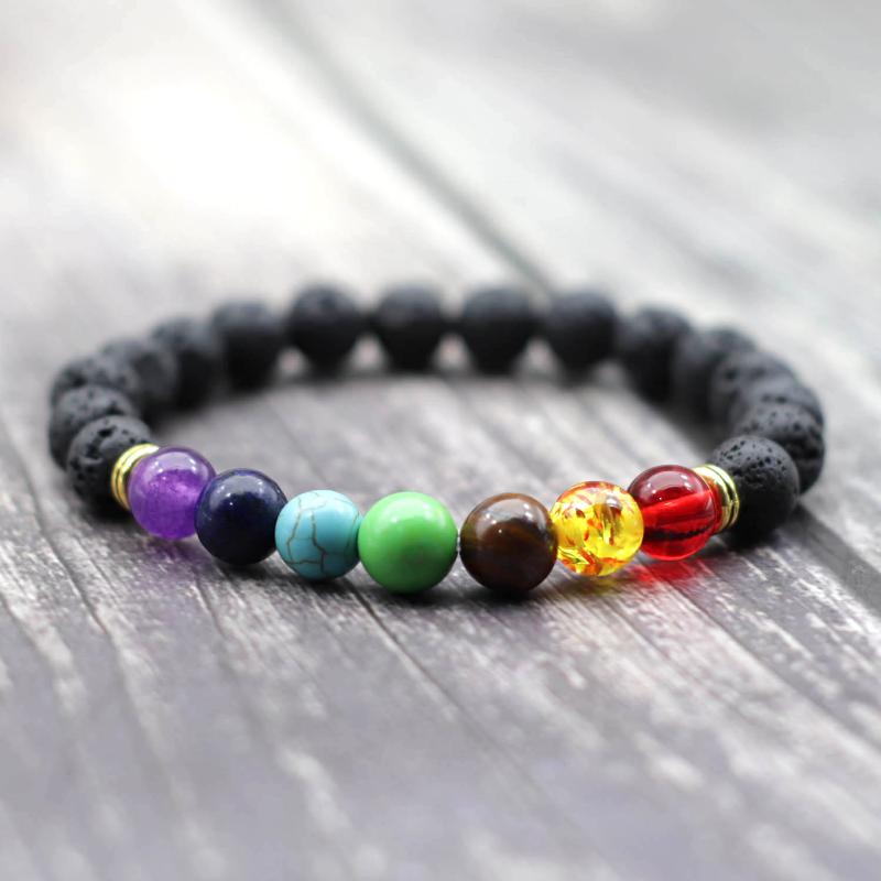 Beaded, Strands Natural Stone Chakra Healing Balance Beads Yoga Bracelet Black Lava Rainbow Braclet For Women Men Meditation Jewelry Homme
Beaded, Strands Natural Stone Chakra Healing Balance Beads Yoga Bracelet Black Lava Rainbow Braclet For Women Men Meditation Jewelry Homme