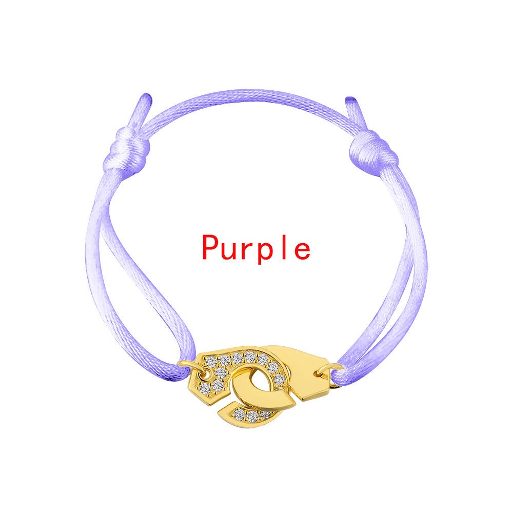 Gold Color Handcuff With Zircon 925 Sterling Silver Wedding Bracelet France Style Jewelry For Women Men Menottes Adjustable Rope
