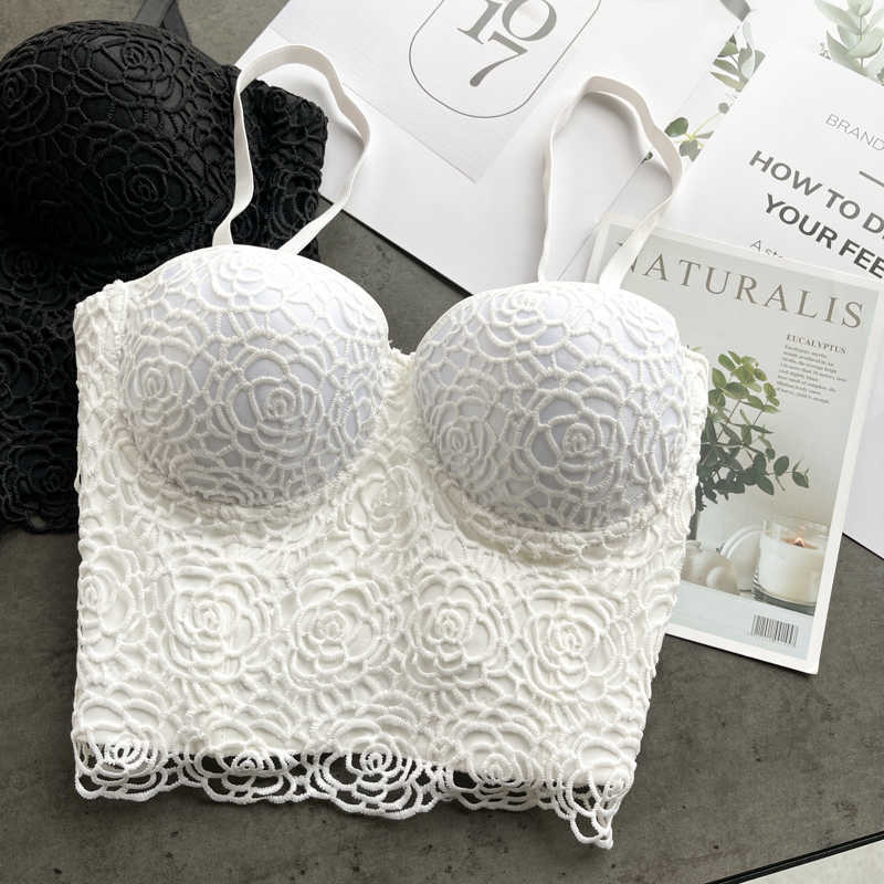 DEAT Women Outer Open Back Suspender Vest Sexy Solid Color V-neck Chest Pad Flower Fashion Spring Summer 11B550 210709