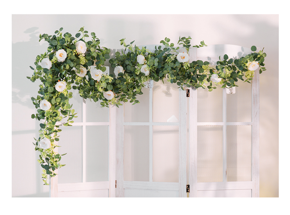 180CM Artificial Flowers Plants Wedding Party Decorations Fake Eucalyptus Vine Garland Hanging for Weddings Leaf Home Office Garden Wall Table Craft A