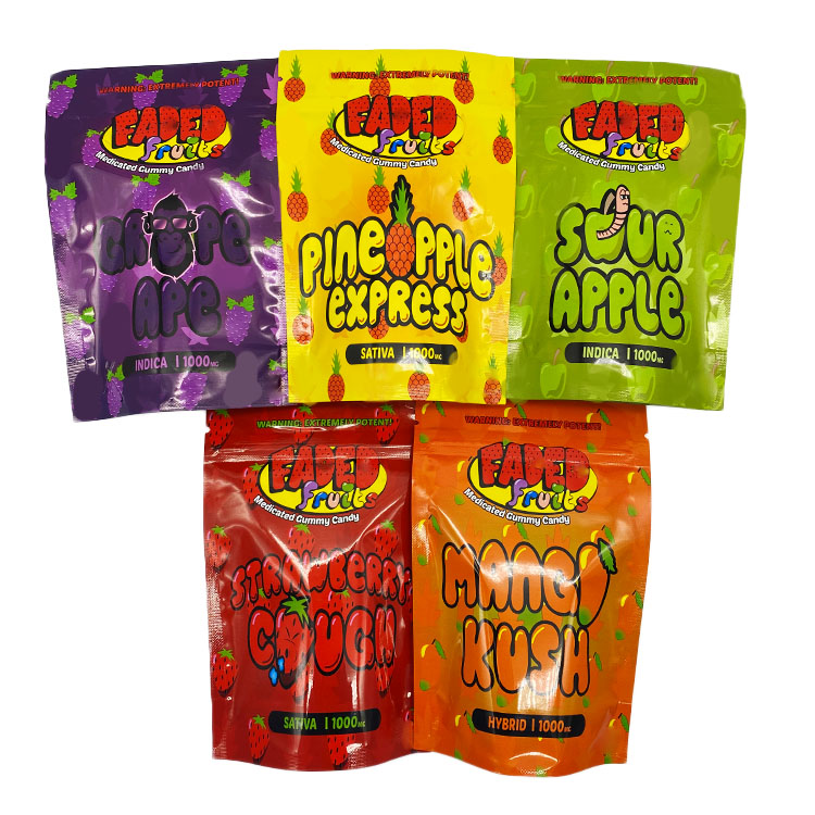 Empty 1000 mg medicated gummy candy mylar bags 10*15 cm stand up pouch grape mangl pineapple sour apple strawberry packaging bag
Empty 1000 mg medicated gummy candy mylar bags 10*15 cm stand up pouch grape mangl pineapple sour apple strawberry packaging bag