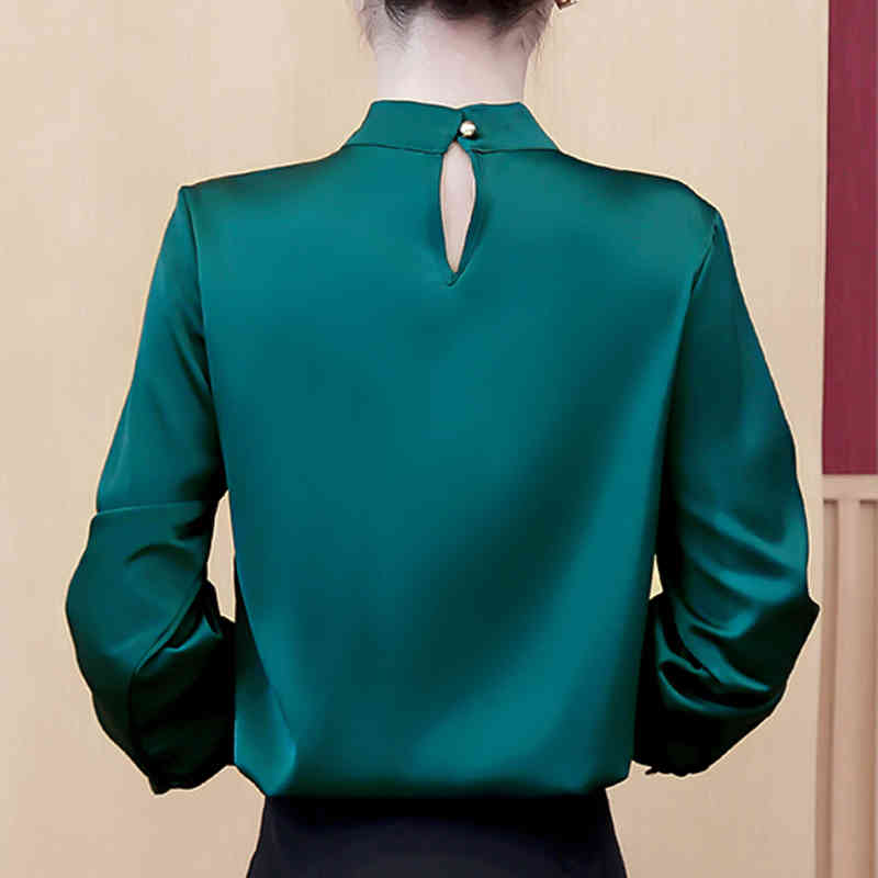 Elegant Women Long Sleeve Blouse Blouses Spring Autumn OL Style Shirt Fashion Rhinestone Ribbon Tops Blusas 10317 210427