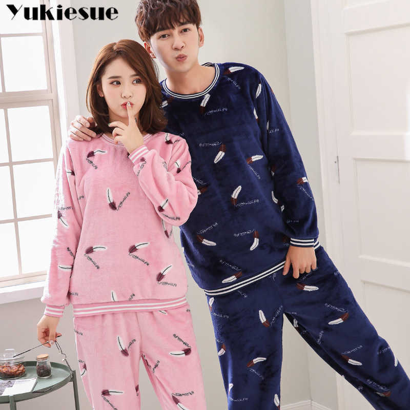 Thick Warm Flannel Pajamas Sets Winter Women Two Piece Pajama Set Cartoon Female Sleepwear Home Clothing Women's Suit 210608