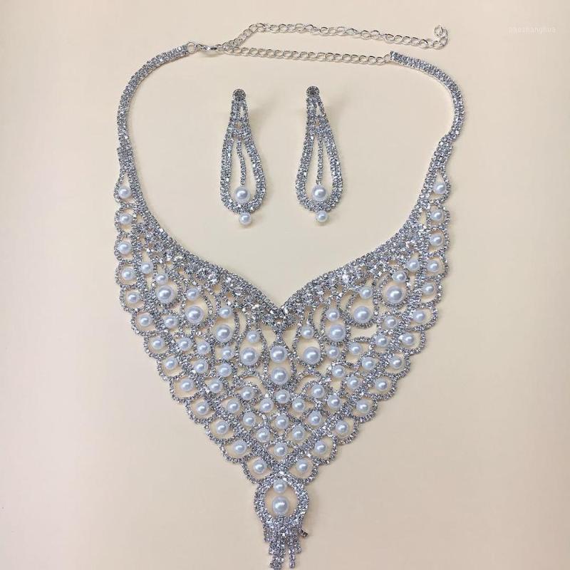 Selling Atmosphere Two Piece Pearl Necklace Exaggerated Crystal Neckchain Bridal Wedding Party Jewelry Gift Chains, Silver
Selling Atmosphere Two Piece Pearl Necklace Exaggerated Crystal Neckchain Bridal Wedding Party Jewelry Gift Chains, Silver