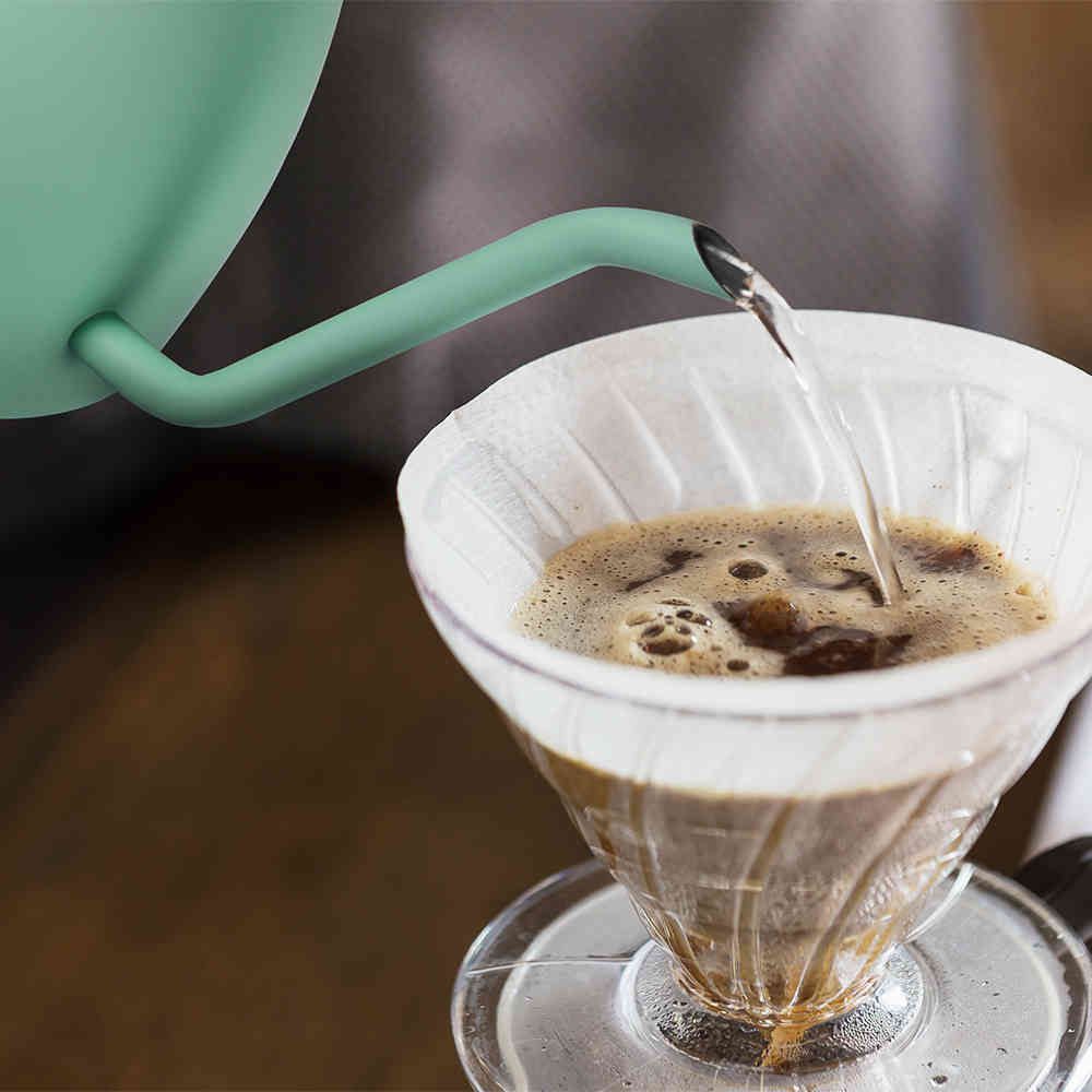 1.5L Coffee Kettle Water Tea Pot Pour Over Coffee Kettle Drip Kettle Gooseneck Stainless Stell with Wooden Handle 210408