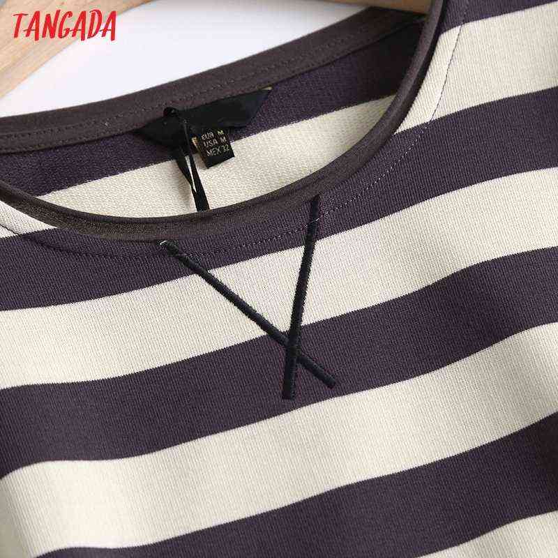 Tangada Women High Quality Striped Print Sweatshirts Oversize Long Sleeve O Neck Loose Pullovers Female Tops 6D42 211108