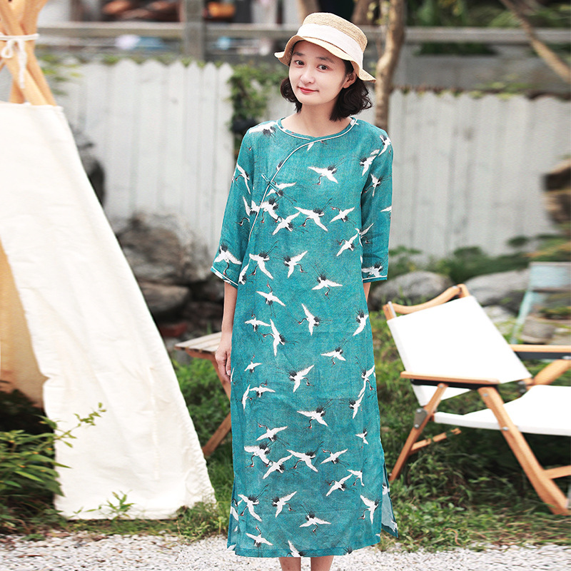 Johnature Loose Retro Print O-neck Three Quarter Sleeve Dresses Autumn Simple Comfortable Women Fashion Pullover Dress 210521, Green
Johnature Loose Retro Print O-neck Three Quarter Sleeve Dresses Autumn Simple Comfortable Women Fashion Pullover Dress 210521, Green