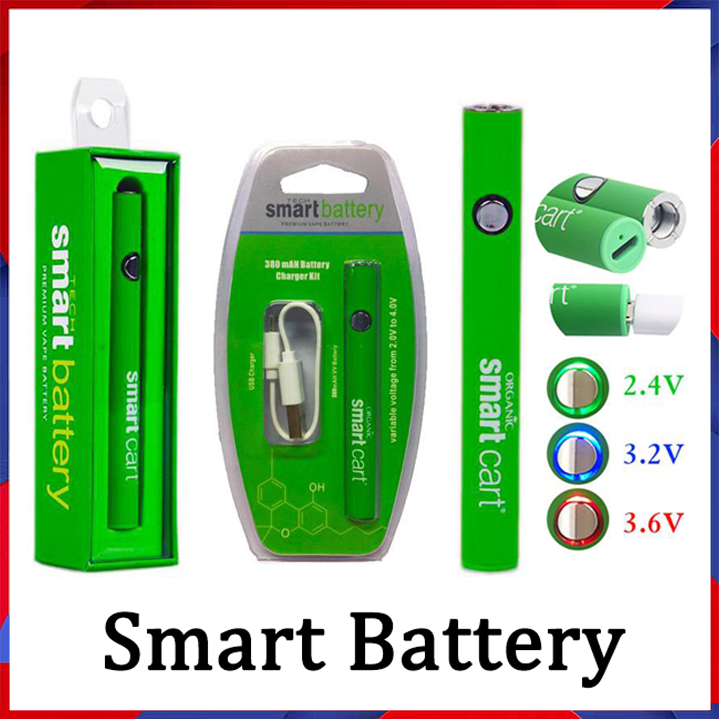 Smart Cart Battery Vape 510 Thread Cartridges 380mah Variable Voltage Preheating Smartcart Batteries With USB Charger Evod Law Vertex
Smart Cart Battery Vape 510 Thread Cartridges 380mah Variable Voltage Preheating Smartcart Batteries With USB Charger Evod Law Vertex