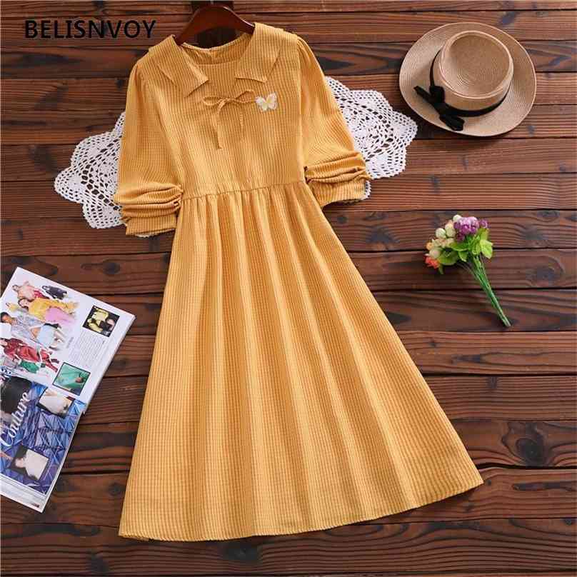 Autumn Winter Women Mori Girl Dress Mid-Length Cotton Long Sleeve A-line Lace Office Lady Full Waist Hugging Slim 210520, Army green
Autumn Winter Women Mori Girl Dress Mid-Length Cotton Long Sleeve A-line Lace Office Lady Full Waist Hugging Slim 210520, Army green