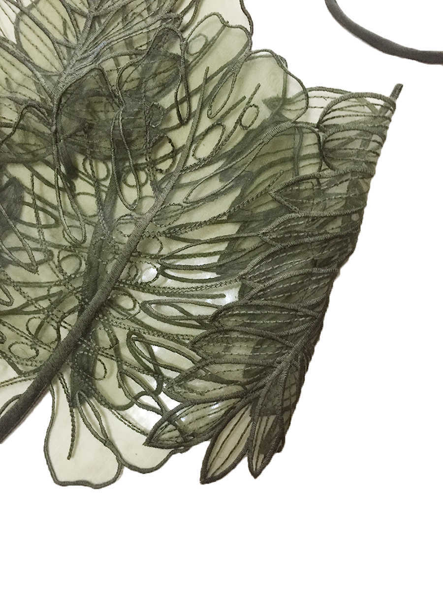 Sexy Ougen Yuan Crop Top Womens Summer Green Bralette Brassier Tops Backless Camisole Strap V Neck Tank Top 210625