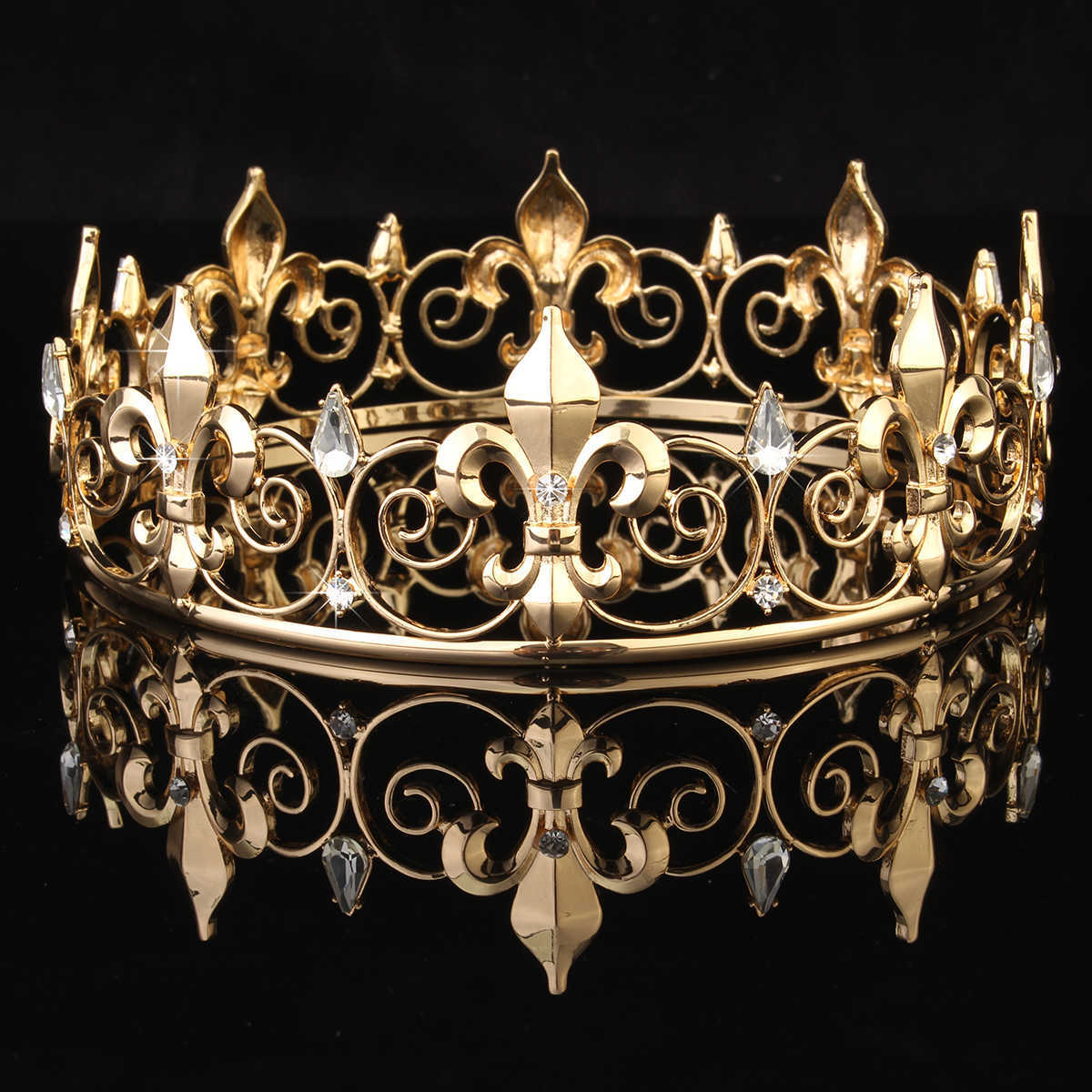 Wholesale Circle Gold Prom Accessories King Men's Crown Round Imperial Tiara 210707