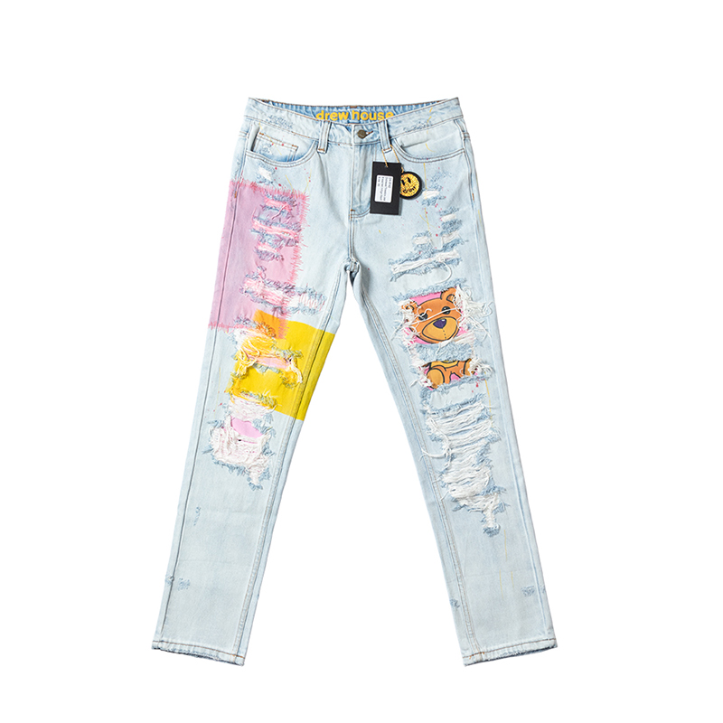 Mens Designer Jeans DREW HOUSE Teddy Bear Broken Hole Splash Ink Justin Bieber High Street Casual Streetwear, Blue
Mens Designer Jeans DREW HOUSE Teddy Bear Broken Hole Splash Ink Justin Bieber High Street Casual Streetwear, Blue