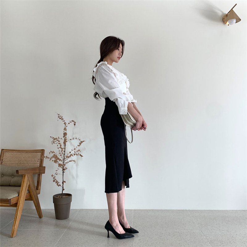 Fashion Slim Sexy Women Mermaid Office Lady Chic Elegance Trumpets Female All Match Streetwear Long Skirts 210421