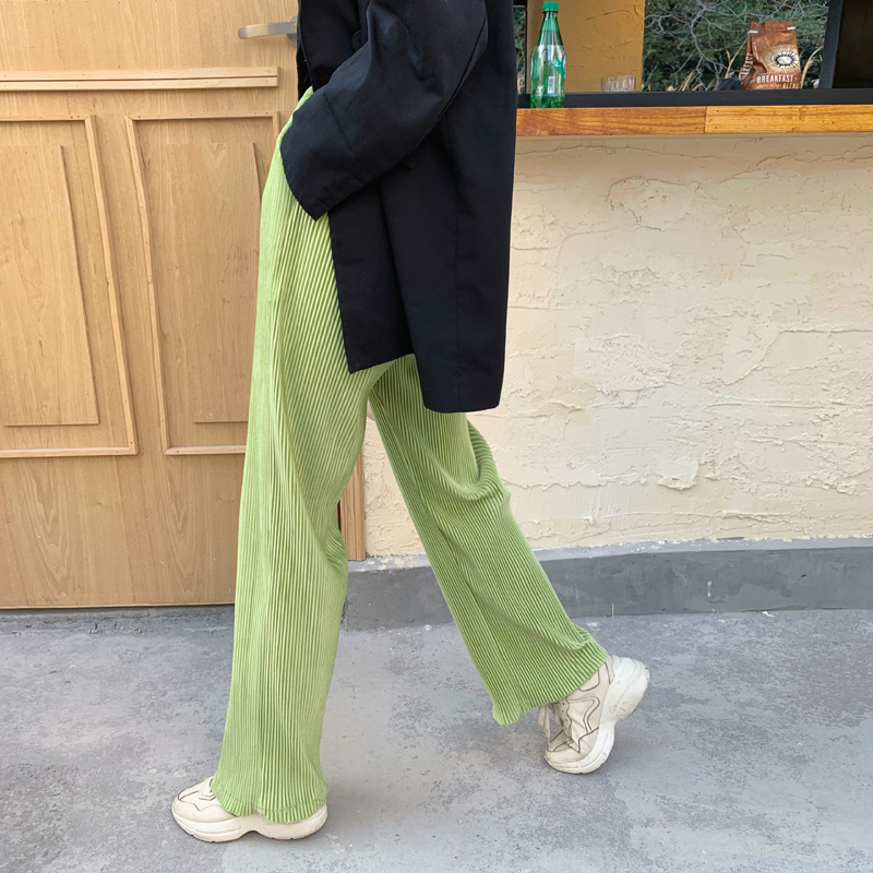 OL Style Vintage Velvet High Waist Wide Leg Pants Women Elegant Work Trousers Female Loose Casual Pantalon Femme 210421