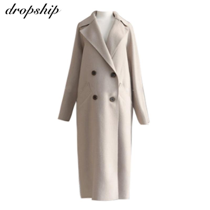 Womens Wool Blends Winter Beige Elegant Blend Women Korean Fashion Black Long Coats Vintage Minimalist Woolen Overcoat Camel Oversize Out AAA