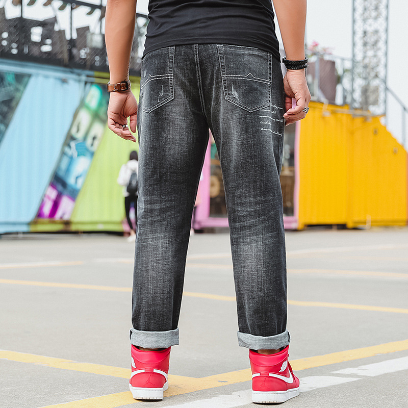 Jeans Men Large Size Loose Fit Stretch Denim Trousers Big Fat Male Cowboy Pants 42 44 Oversized Plus Size 4XL 5XL 6XL 210518