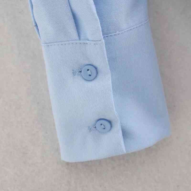Spring Women Loose Blue Blouse Female Turndown Collar Long Sleeve Shirt Office Lady Tops Blusas S8696 210430