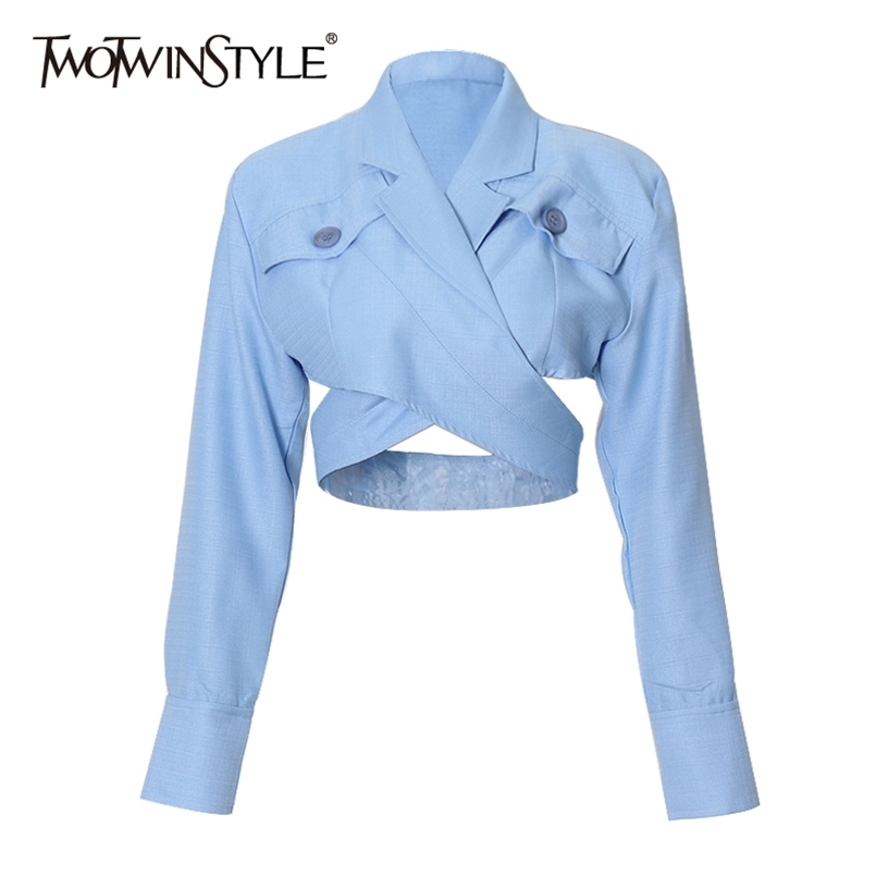 Cross Lace Up Shirt For Women Lapel Long Sleeve Casual Short Blouse Female Fashion Clothing Spring Style 210524, Blue
Cross Lace Up Shirt For Women Lapel Long Sleeve Casual Short Blouse Female Fashion Clothing Spring Style 210524, Blue