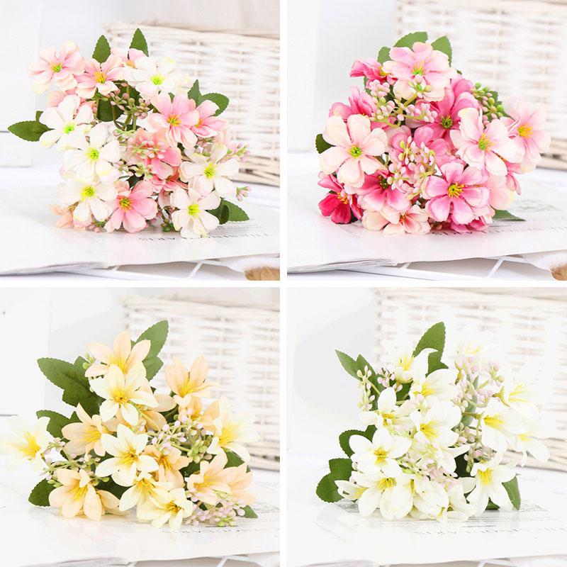 Silk Lily Artificial Flowers Bouquet Cherry Blossoms Party Wedding Decoration Fake Living Room Home Decor Accessories Decorative & Wreaths