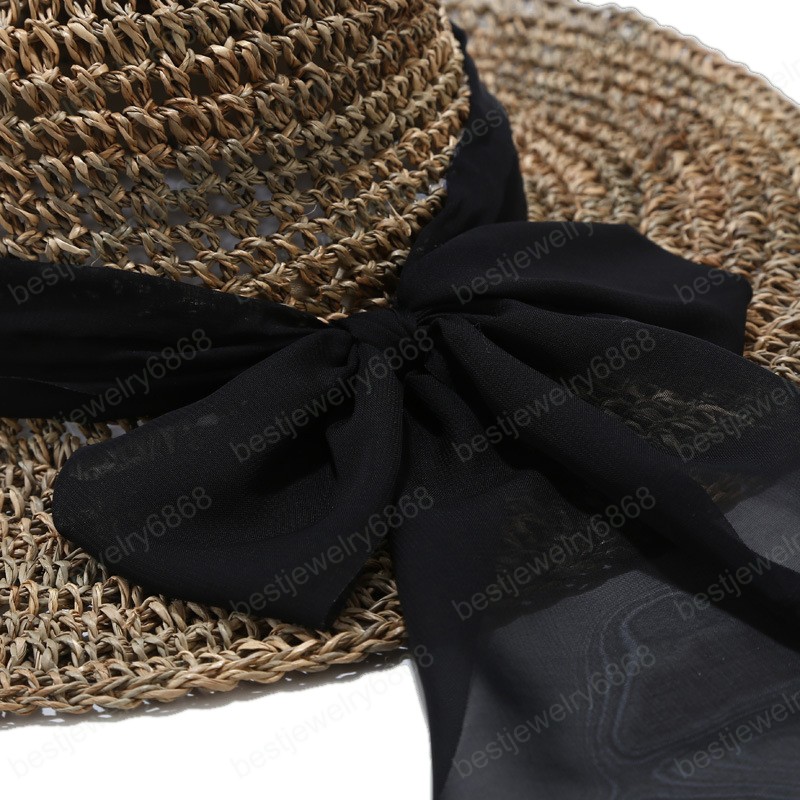 Spring Summer Bucket hat Woman Hand crochet Hats Fashion Women Beach Sun Cap Floppy Foldable Wide-brimmed Straw Hat